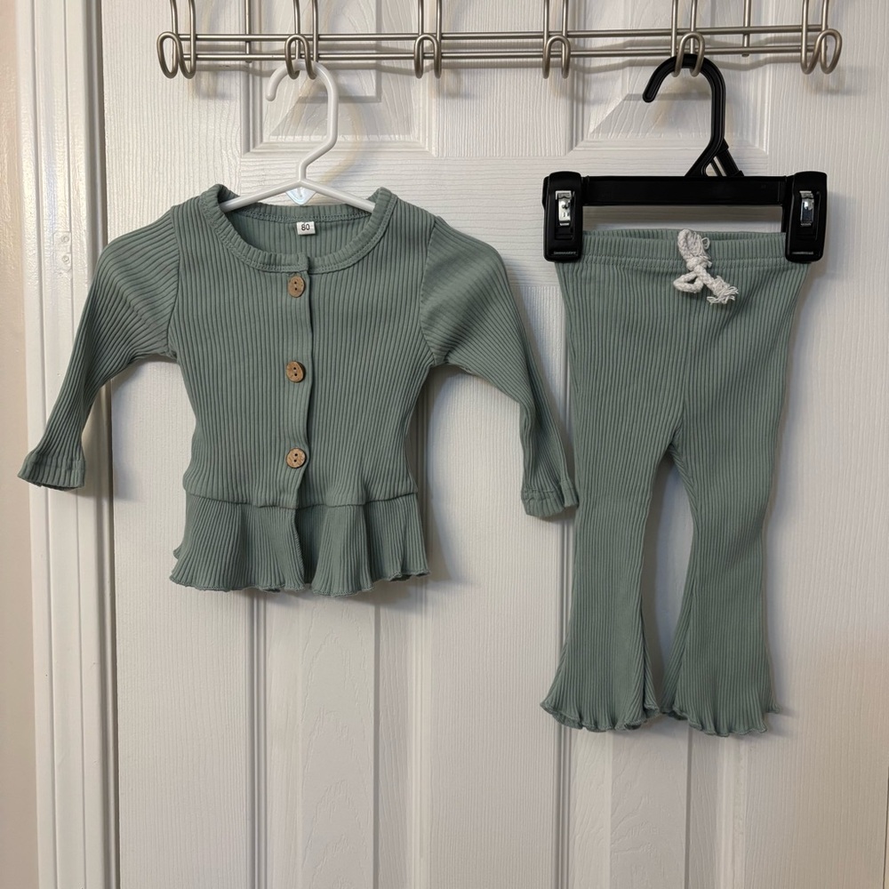 Ribbed Set Long Sleeve Top + Flare Trousers 12-18 Months